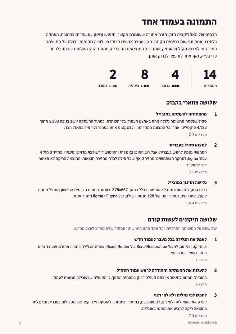 Page 2 of the report: the big picture on one page, three bottlenecks and three fixes to do first