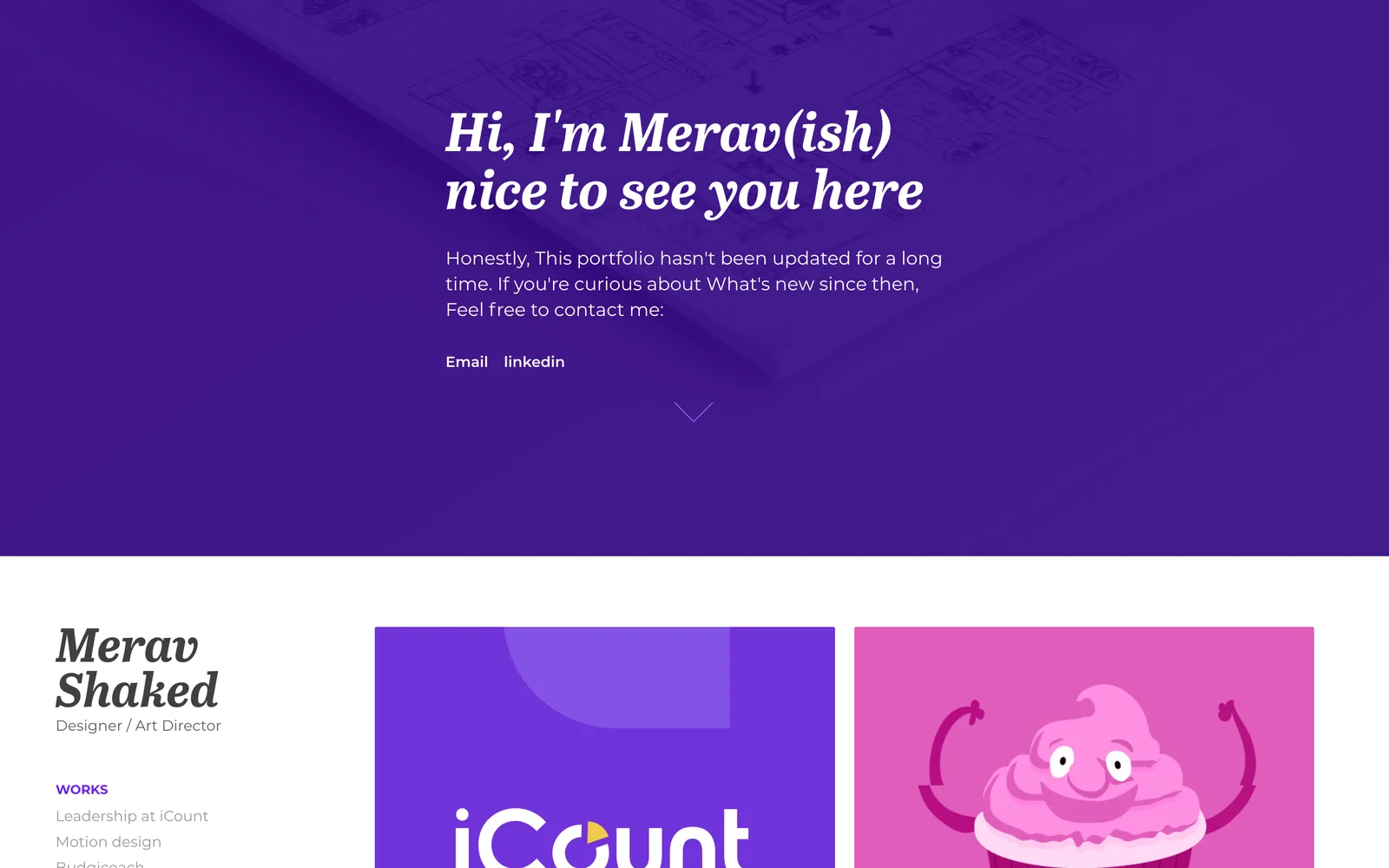 Merav's old Adobe Portfolio site, home page