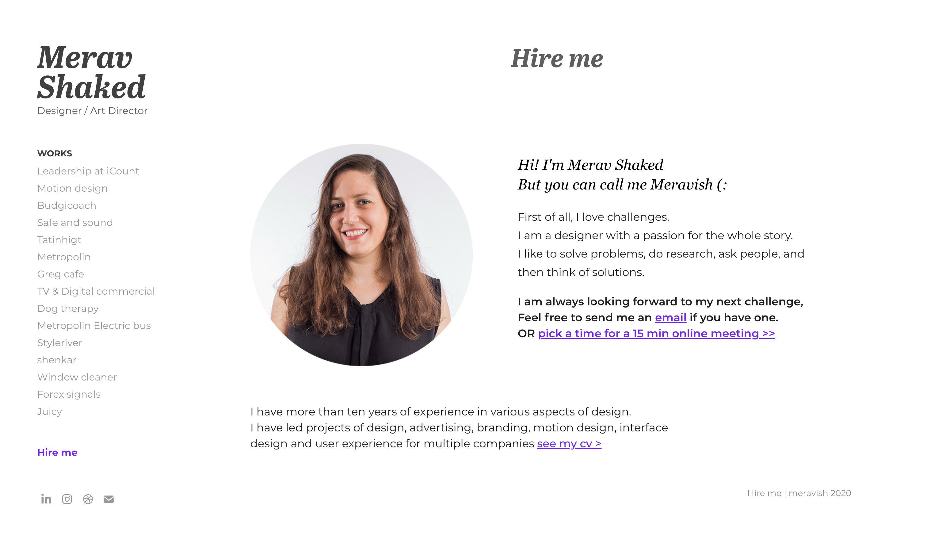 Old meravish Adobe Portfolio about page