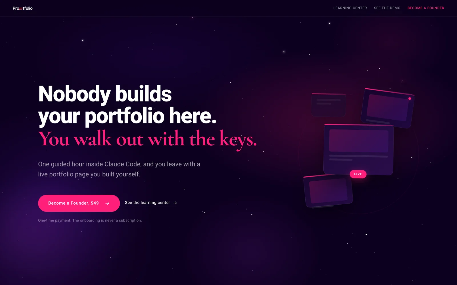 The Founders page on promtfolio.com