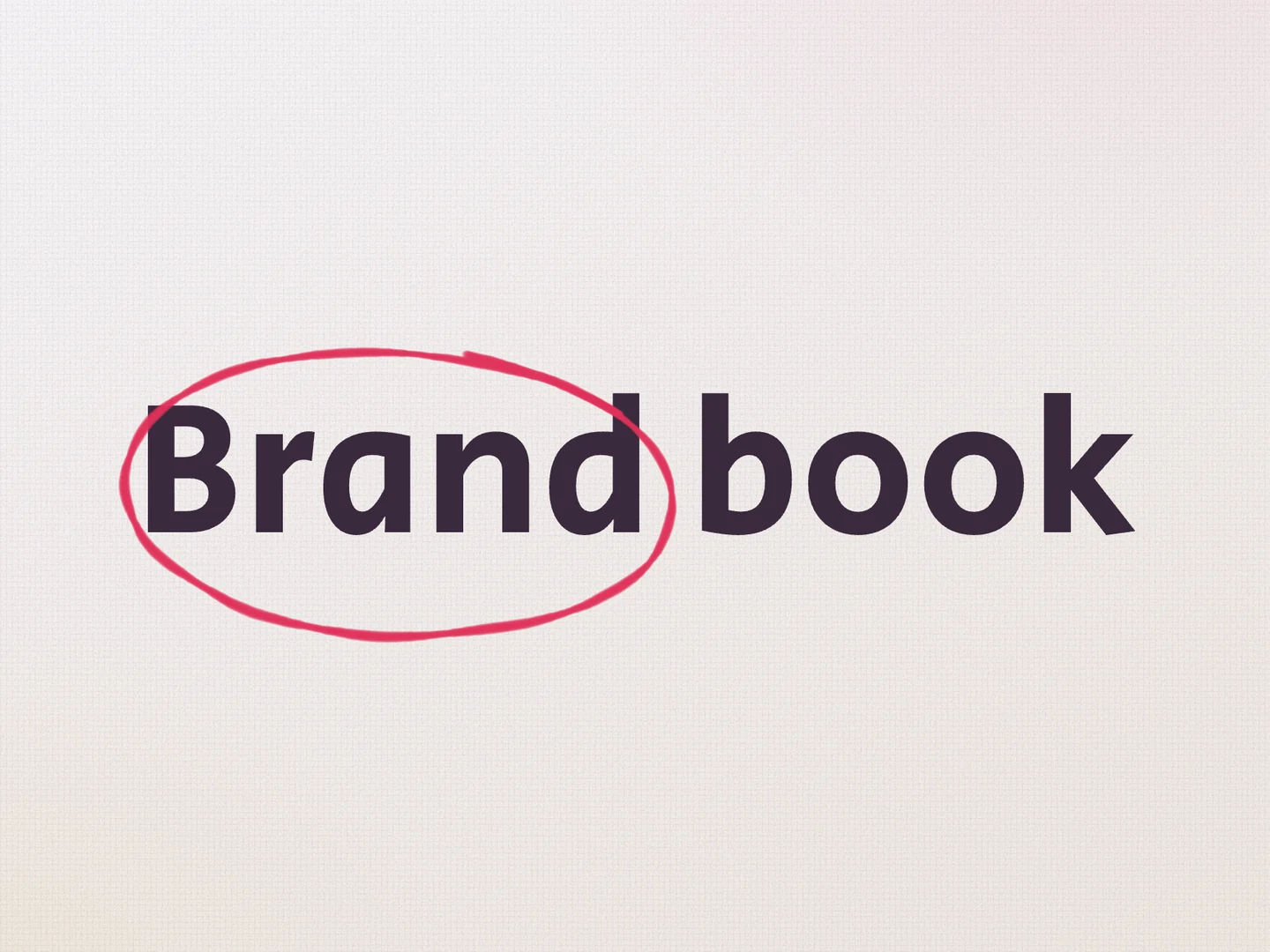 The meravish brand book cover, a coral pen circling the word Brand
