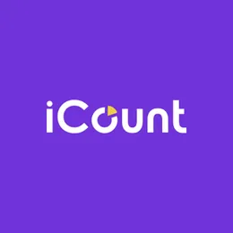 iCount logo, negative version on purple