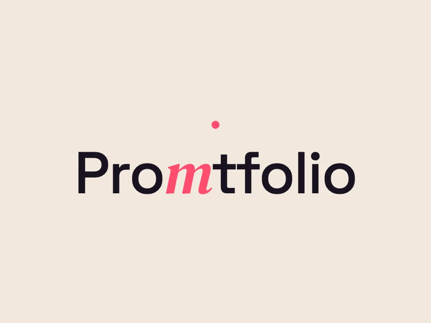 The Promtfolio wordmark on light paper, with the m in pink