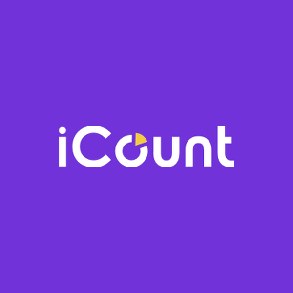 iCount logo, negative version on purple